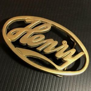 Vintage Script "Henry" Oval Solid Brass 4070